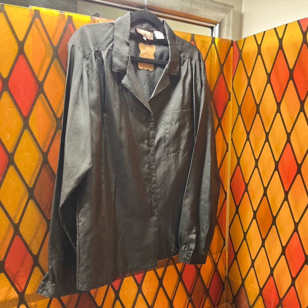 Vintage 1970’s -80’s Elegant Black Women's Blouse Sz Vtg 16 - Picture 2 of 8